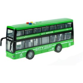 Resim Oyuncak Otobüs Iki Katlı Işıklı Sesli Sürtmeli Yeşil 30 cm 