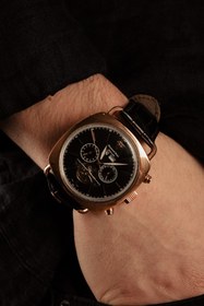 Resim Daymond Rene Siyah Deri Kordon Siyah Kadran Erkek Saati 