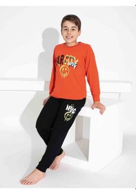 Resim Tarık Erkek Çocuk Desenli Uzun Kollu Pijama Takımı-920 Turuncu 