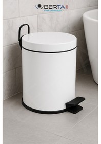 Resim Berta 2'li Beyaz Banyo Seti Çöp Kovası Tuvalet Fırçası - Mini Boy Çöp Poşeti Hediyelidir Beyaz 