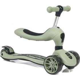Resim Toys Oturaklı Çocuk Scooter 3 Tekerlekli Led Işıklı Scooter Yükseklik Ayarlı 1-5 Yaş Scooter Yeşil 