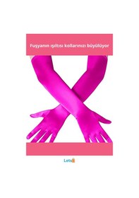 Resim Letsii Uzun Boy Ekstra Parlak Fuşya Renk Saten Eldiven Çok Renkli 