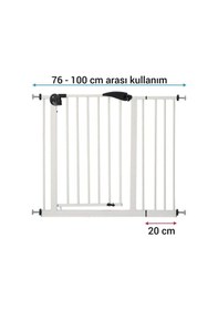 Resim Güvenlik Kapısı Ayarlanabilir Uzunluk 75 - 105cm Beyaz Yeni Çift Kilitli Mekanizma Otomatik Kapanır 