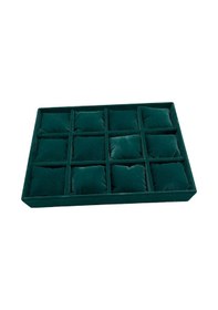 Resim Tokyo Model Süet Kumaş Haki Yeşil Renk 12 Yastıklı Çekmece Ici Takı Kutusu 