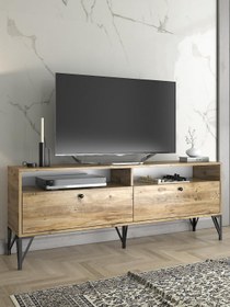 Resim Woodn Love Astreo 160 Cm Metal Ayaklı Tv Ünitesi - Atlantik Çam / Siyah 