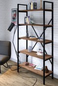 Resim Ceramical Metal Ayaklı 5 Raflı Kitaplık - 90x180cm - Çam 