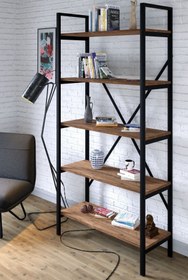 Resim Ceramical Metal Ayaklı 5 Raflı Kitaplık - 90x180cm - Çam 