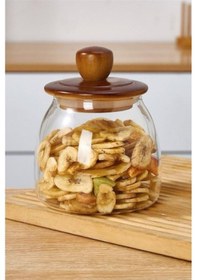 Resim Morponi 4'lü Akasya Kapaklı Herry Borosilikat Konik Cam Kavanoz 500 -700-950 -1200ml Şeffaf 
