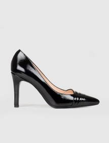 Resim Cabani Rugan Hakiki Deri Siyah Kadın İnce Topuklu Stiletto 