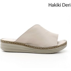 Resim Gönderi R Bej Dolgu Topuk Hakiki Deri Comfort Terlik Bej 