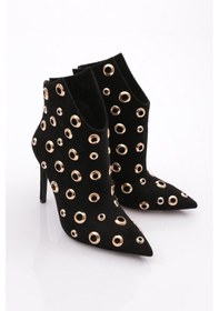 Resim Dgn 1122 Kadin Çember Desenli Topuklu Bot 1122-2125-R1680 Siyah 