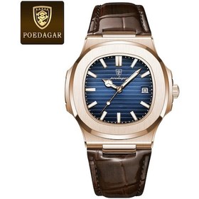 Resim Poedagar Lüks Erkek Kol Saati Su Geçirmez Aydınlık Tarih Deri Erkek Saatler Rose Gold Blue L Altın 