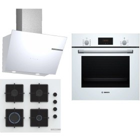 Resim Bosch HBF512BW1T - POP6C2P30O - DWK66PJ20T 3'lü Beyaz Ankastre Set 279 