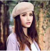 Resim Gül Kırmızı Klasik Düz Renk Kış Fransız Tarzı Bere Sanatçı Şapka Rahat Kadın Hediye Gül Kırmızı 