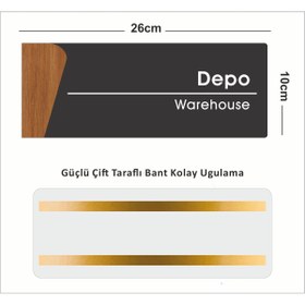 Resim zafrakreklam DEPO Alüminyum Ofis Departman Kapı İsimliği, Yönlendirme levhası 26X10Cm Antrasit - CEVİZ 