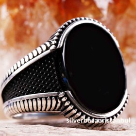 Resim Copy of 925 Sterling Silver Special Black Onyx Stone Mens Ring - US: 9.75 / 62 mm / Turk: 22 