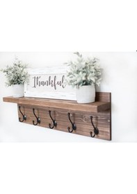 Resim Umutpark Umutpark Ahşap Raflı Duvar 5" Li Askılık. Ceviz 