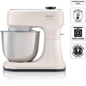 Resim Arzum AR1190 Gastroart Stand Mikser 1500W 12 Hız Ayarı Dahili Tartı ve Fermentasyon Özelliği Krem 