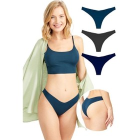 Resim Cottonhill Basic Lazer Kesim Brezilya Külot 3'lü Paket - 1 Renkli2 Çok Renkli 