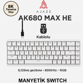 Resim CoverZone Ajazz AK680 Max He Kablolu Manyetik Switch Klavye-8000Hz-0.125Ms 