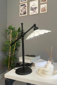 Resim Bamyum Risso Beyaz Siyah Gövde Masa Lambası Dekoratif Abajur Çocuk Odası Başucu Lambası Okuma Lambası 