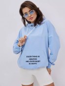 Resim Huong Collection Kapüşonlu Büyük Beden Spor Baskılı Kapüşonlu Sweatshirt 205944607 Açık Mavi 