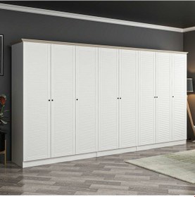 Resim Kale 8 Kapaklı 4ç Taçlı Dolap Beyaz Mebran Panjur Beyaz 190cm Beyaz 