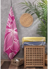 Resim Fuşya Müslin Peştemal - %100 Pamuk - Yumuşak Ve Emici - 90x170 Cm Indigo 