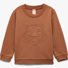 Resim Erkek Bebek Uzun Kollu Bisiklet Yaka Pamuklu Baskılı Sweatshirt 