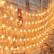 Resim 1 adet Yıldız Şekilli Peri Işıkları - Pil ile Çalışır, İç Mekan Dekoru, Anneler Günü, Cadılar Bayramı, Noel ve Partiler için - Yumuşak Sıcak Işık, PVC Malzeme, Elektronik Bileşenler Gerektirmez, Parti Aydınlatması | Yıldız Işığı Etkisi | Dayanıklı Plastik Işıklar, Peri Işıkları Dekoru 