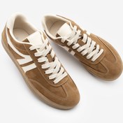 Resim Marjin Kadın Sneaker Bağcıklı Düz Taban Spor Ayakkabı Tiyone Taba Süet 