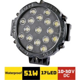 Resim 17 LED Yuvarlak 10V-30V Off Road 51W 18CM Projektör Çalışma Lambası 