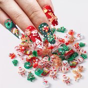 Resim 50 adet/1 Paket Karto Resin Noel Çizgi Film Tırnak Sanatı Süslemeleri Şirin Kar Adam Noel Hediye Geyik Tırnak Sanatı Malzemeleri Festival DIY Tırnak Sanatı Dekorasyonu 
