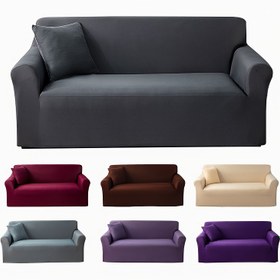 Resim 1 adet Çok Fonksiyonlu Elastik Düz Renk Kanepe Örtüsü, Elastik Kaymaz Polyester Kanepe Örtüsü, Yatak Odası, Ofis ve Oturma Odası Dekorasyonu için Mobilya Koruma Örtüsü, Bir Eşleştirme Yastık Örtüsü Dahil. 