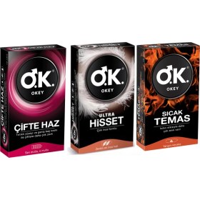 Resim Okey Prezervatif Karışık 3'lü Set 
