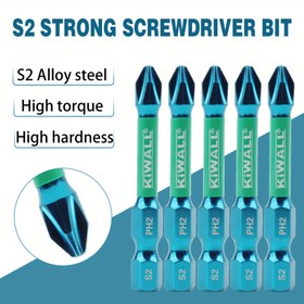 Resim 5 ADET 50mm PH2 Alaşımlı Çelik Manyetik Phillips Tornavida Uçları, Yüksek Tork ve Sertlik, Elektriksiz Hassas Alet Seti 
