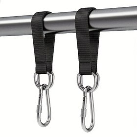Resim 2 Adet Dış Mekan Salıncak Kayışı | Dayanıklı Siyah Kanca ve Çok Amaçlı 24 cm Uzatma Kayışı | Hamaklar, Asılı Sandalyeler vb. için Mükemmel | Hava Koşullarına Dirençli Malzeme 