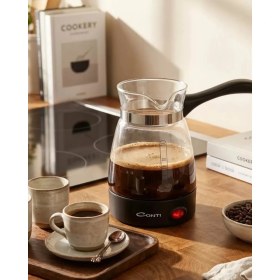 Resim Pileli Store Cam Kahve Makinesi 650W 0.5 Litre 5 Fincan Kapasiteli Elektrikli Türk Kahvesi Makinesi 