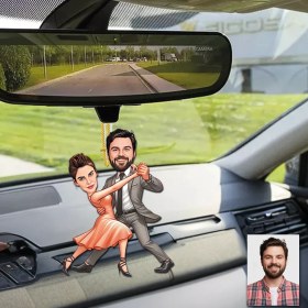 Resim Dans Eden Tasarımlı Ahşap Araba Dikiz Ayna Süsü 