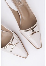 Resim Muggo Forest Arkası Açık Toka Detaylı Günlük Klasik Topuklu Kadın Stiletto Ayakkabı Ten Rugan 