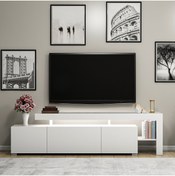 Resim İNARCH DİZAYN Beliz Led Işıklı Tv Ünitesi, Tv Sehpası, Raflı - Beyaz 