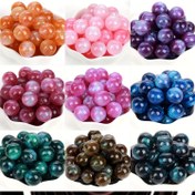 Resim ASVRAI U Bead Assortments 1 Strand Pembe Fıstık Mürekkep Mor Yıldızlı Gökkuşağı Denizkızı Prenses İnce Parıltılı Reçine Takı Yapımı DIY Kolye Bileklik Aksesuarları 15 İnç Yaklaşık 5-100 Adet Gevşek Boşluklu Beads 8/10/12/16/20mm Beads 