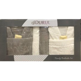 Resim Durul Antik Kısmi Kadife Pamuklu 8 Parça Aile Bornoz Seti Haki 