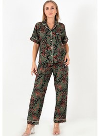 Resim Doremi Desenli Kısa Kollu Kadın Pijama Takım Yeşil-m-l Yeşil 