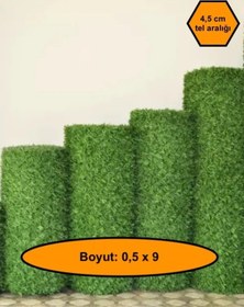 Resim 0.5x9 Metre Çim Çit. Bahçe Çiti. Dekoratif Telli Çit. Yapay Çim Çit 