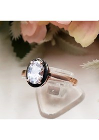 Resim Rose Oval Zirkon Taşlı Tek Taş Set Rose Gold - Gümüş 