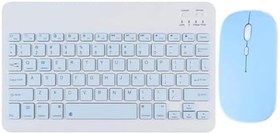 Resim Tüm Cihazlara Uyumlu Kablosuz Bluetooth Klavye ve Mause Seti Tablet Telefon iPad Samsung Galaxy Honor Redmi Lenovo Mavi 