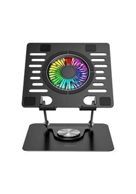 Resim Addison Bykalite Ad-rc36 Steely 360 Derece Dönebilen Fanlı Rgb Işıklı Ayarlanabilir Siyah Metal Laptop Stand 