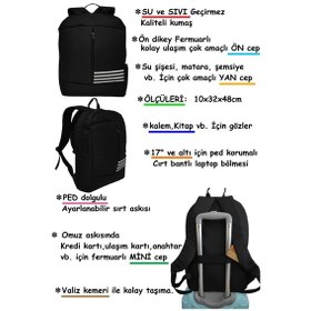 Resim Notebook Bilgisayar 17'' Ped Korumalı Laptop Sırt Çantası 