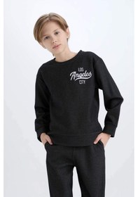 Resim DeFacto Erkek Çocuk 2'li Takım Baskılı Sweatshirt Beli Lastikli Eşofman Altı D7869A8NSBK81 
